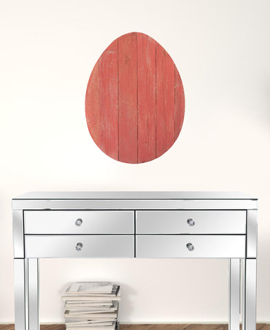 24" X 18" Red Reclaimed Wood Egg Shaped Wall Decor