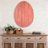 24" X 18" Red Reclaimed Wood Egg Shaped Wall Decor