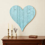 24" Turquoise Reclaimed Wood Heart Wall Decor