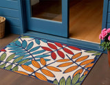 3' X 4' Ivory And Blue Floral Indoor Outdoor Area Rug