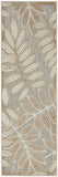 6' Gray And Ivory Floral Indoor Outdoor Runner Rug
