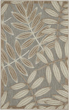 3' X 4' Beige Gray And Ivory Botanical Leaves Indoor Outdoor Area Rug