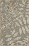8' X 10' Charcoal And Gray Floral Washable Indoor Outdoor Area Rug