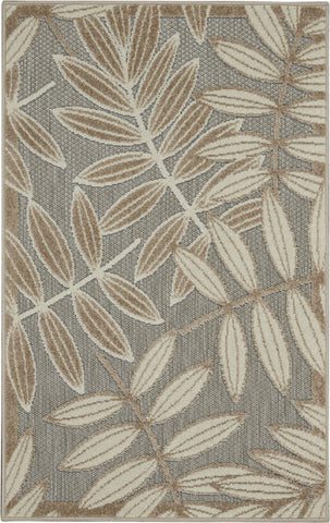 8' X 10' Charcoal And Gray Floral Washable Indoor Outdoor Area Rug