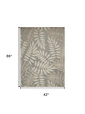 4' X 6' Gray And Ivory Floral Indoor Outdoor Area Rug
