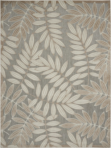 6' X 9' Gray And Ivory Floral Indoor Outdoor Area Rug