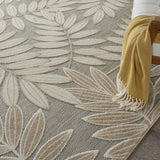 7' X 10' Gray And Ivory Floral Indoor Outdoor Area Rug