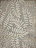 7' X 10' Gray And Ivory Floral Indoor Outdoor Area Rug