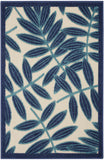 3' X 4' Blue And Ivory Floral Indoor Outdoor Area Rug