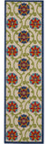 8' Ivory And Blue Indoor Outdoor Area Rug
