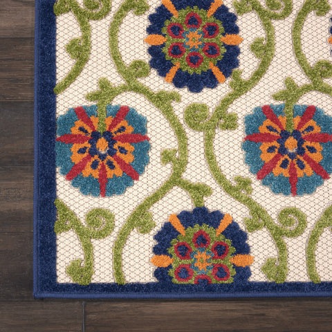 3' X 4' Ivory And Blue Indoor Outdoor Area Rug