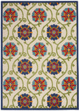 7' X 10' Ivory And Blue Indoor Outdoor Area Rug