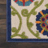 7' X 10' Ivory And Blue Indoor Outdoor Area Rug