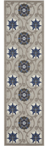 8' Blue And Gray Indoor Outdoor Area Rug