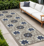 10' Blue And Gray Indoor Outdoor Area Rug