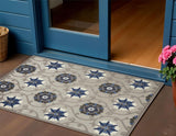 3' X 4' Blue And Gray Indoor Outdoor Area Rug
