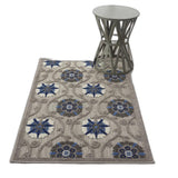 3' X 4' Blue And Gray Indoor Outdoor Area Rug