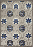 5' X 8' Blue And Gray Floral Indoor Outdoor Area Rug