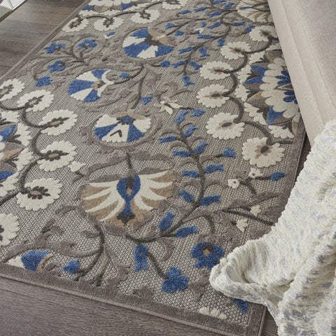 4' X 6' Blue And Gray Indoor Outdoor Area Rug