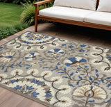 8' X 11' Blue And Gray Indoor Outdoor Area Rug