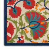 6' Red And Ivory Floral Indoor Outdoor Area Rug
