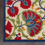 4' X 6' Red And Ivory Floral Indoor Outdoor Area Rug