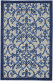 3' X 4' Blue And Gray Indoor Outdoor Area Rug