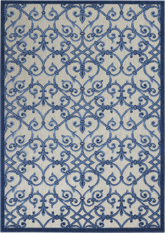 5' X 8' Blue And Gray Indoor Outdoor Area Rug