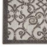4' X 6' Gray Scroll Indoor Outdoor Area Rug