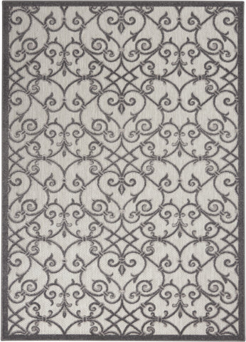 4' X 6' Gray Scroll Indoor Outdoor Area Rug