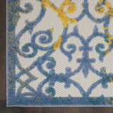 4' X 6' Ivory And Blue Indoor Outdoor Area Rug
