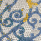 5' Ivory And Blue Round Indoor Outdoor Area Rug