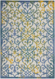 6' X 9' Ivory And Blue Indoor Outdoor Area Rug