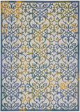 7' X 10' Ivory And Blue Indoor Outdoor Area Rug