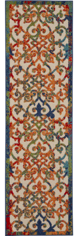 10' Ivory And Blue Indoor Outdoor Area Rug
