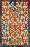 3' X 4' Ivory And Blue Indoor Outdoor Area Rug