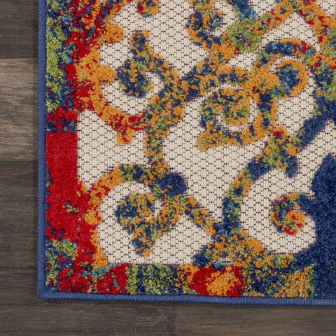 3' X 4' Ivory And Blue Indoor Outdoor Area Rug
