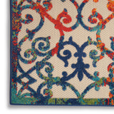 7' X 10' Ivory And Blue Indoor Outdoor Area Rug