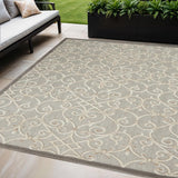 5' X 8' Gray And Ivory Indoor Outdoor Area Rug