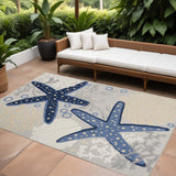 7' X 10' Blue And Gray Indoor Outdoor Area Rug