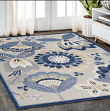 5' X 8' Blue And Gray Indoor Outdoor Area Rug