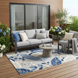 5' X 7' Blue And Gray Indoor Outdoor Area Rug