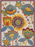 7' X 10' Yellow And Ivory Indoor Outdoor Area Rug