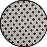 4' Black And White Round Indoor Outdoor Area Rug