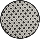 4' Black And White Round Indoor Outdoor Area Rug