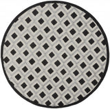 5' Black And White Round Indoor Outdoor Area Rug