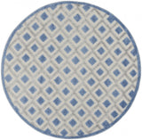 4' Blue And Gray Round Indoor Outdoor Area Rug