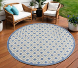 8' Blue And Gray Round Indoor Outdoor Area Rug