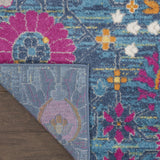 6' Blue And Orange Floral Distressed Runner Rug