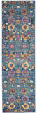 10' Blue And Orange Floral Distressed Runner Rug